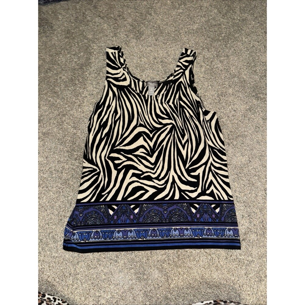 Y2K Chico Travelers Tank Zebra Print Boho Safari Bold Modern Sz 2 Large 12/14